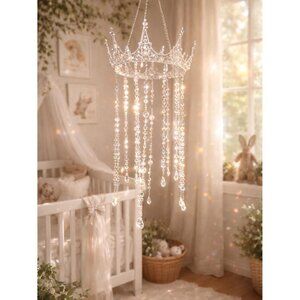 Crystal Crown Sun Catcher – Handmade Crystals, Pearls & Rhinestone Nursery Decor